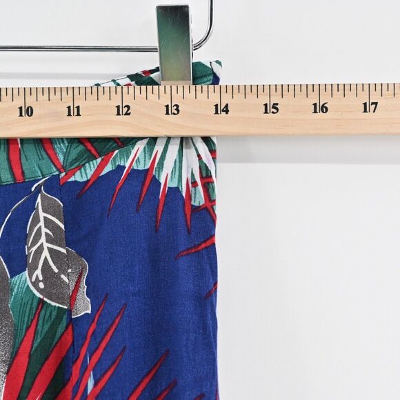 THE SANG Pants Womens Size M Blue Tropical Print High Rise‎ Wide Leg Beach Boho - Picture 11 of 13
